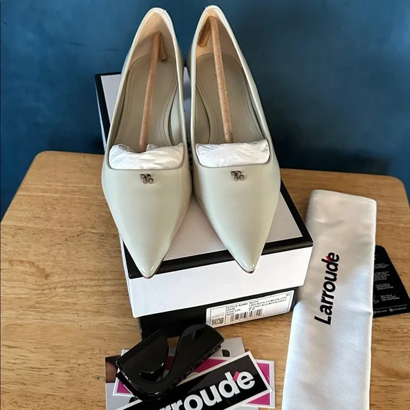 Larroude Ruth Pump in Gray Box Leather - Picture 3 of 11